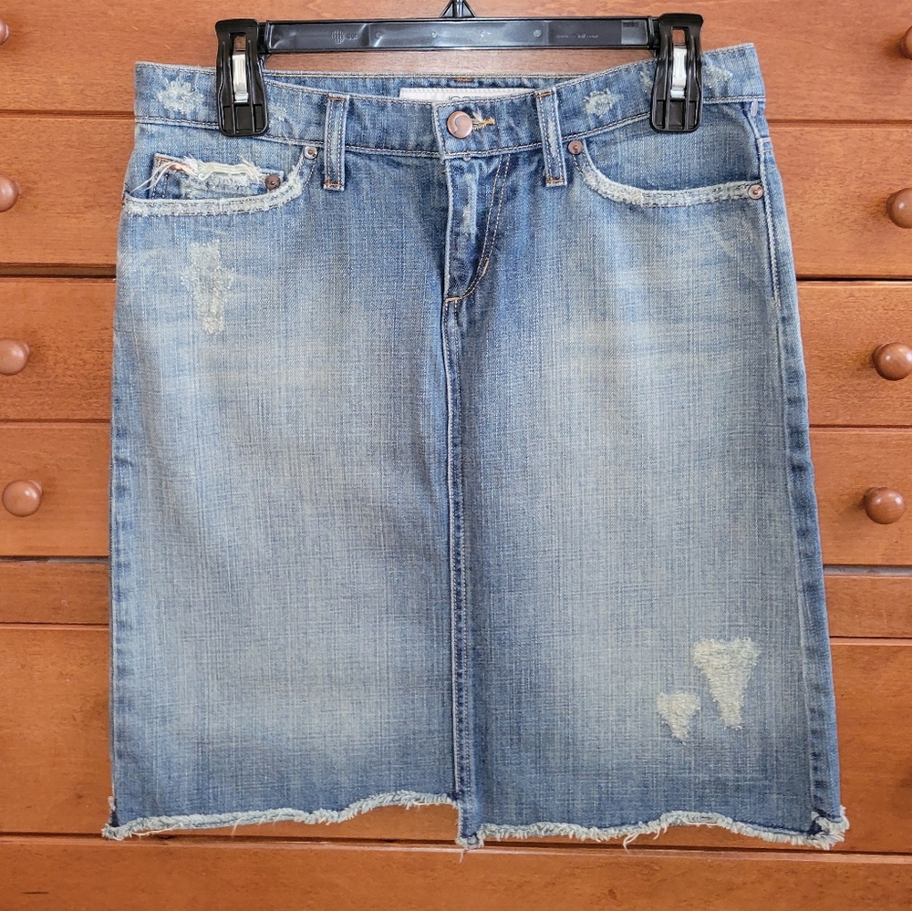 Joe's Jeans Distressed Blue Denim Skirt